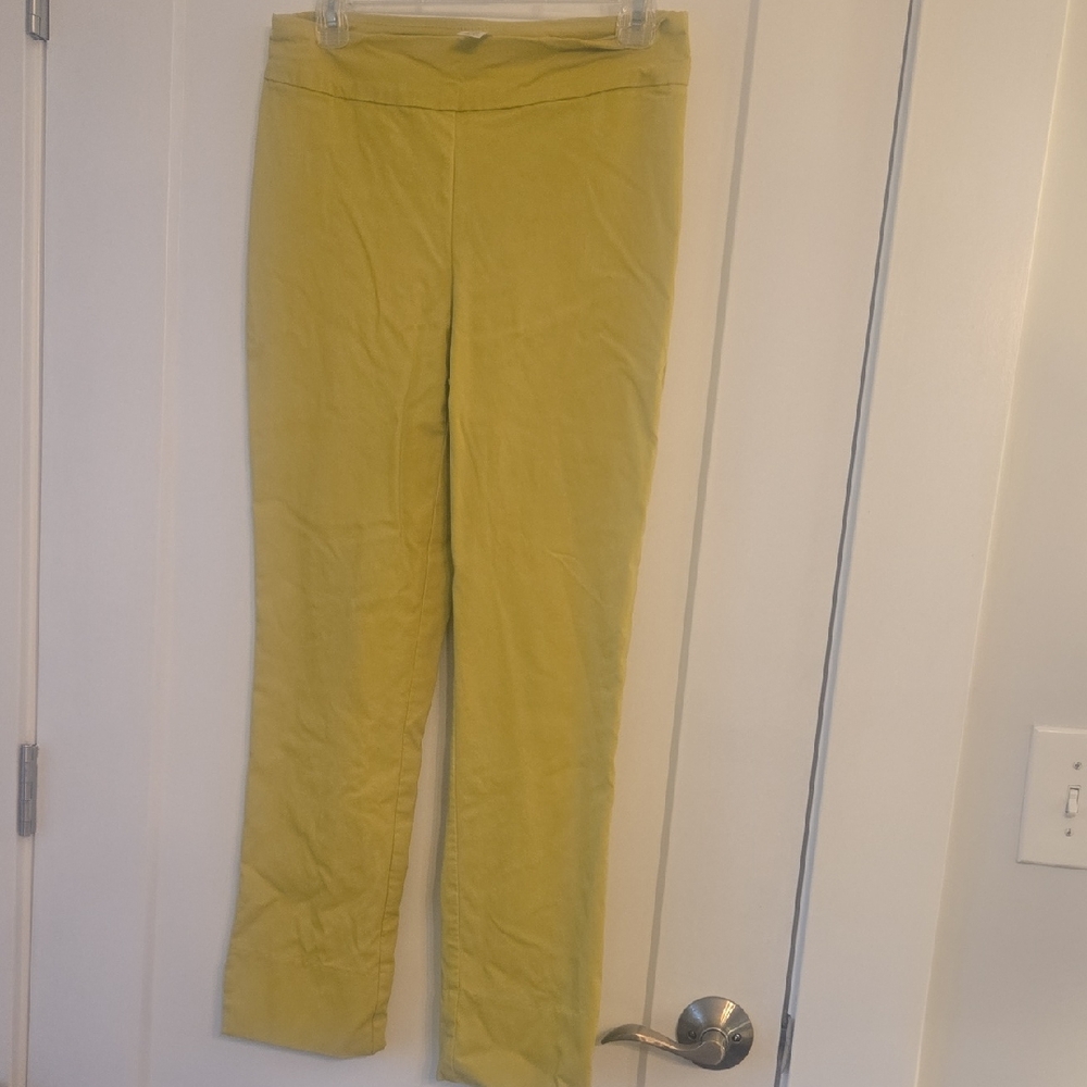 MarlaWynne Yellow Green Straight Leg Pants for Versatile Elegance